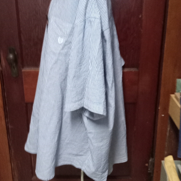 Chaps 6XB blue white stripe short sleeves mop button down embroidered pocket - Picture 7 of 12